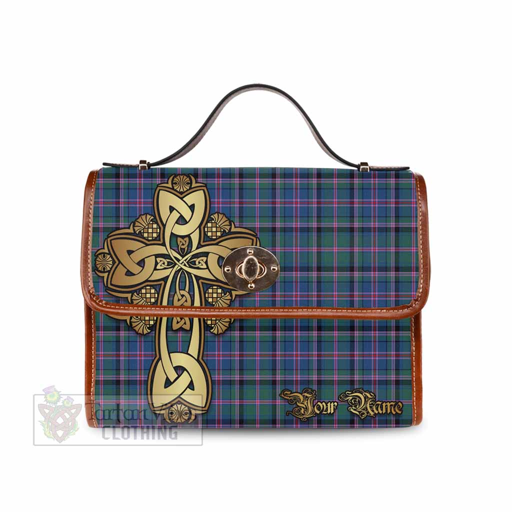 Tartan Vibes Clothing Cooper Tartan Waterproof Canvas Bag Golden Thistle Celtic Cross Style