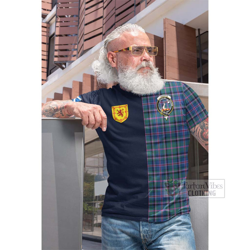 Tartan Vibes Clothing Cooper Tartan Cotton T-shirt with Scottish Lion Royal Arm Half Style