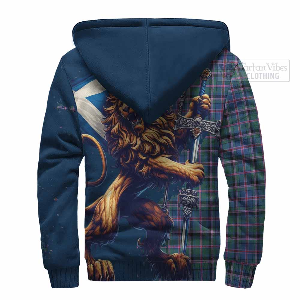 Tartan Vibes Clothing Cooper Tartan Family Crest Sherpa Hoodie with Scottish Majestic Lion