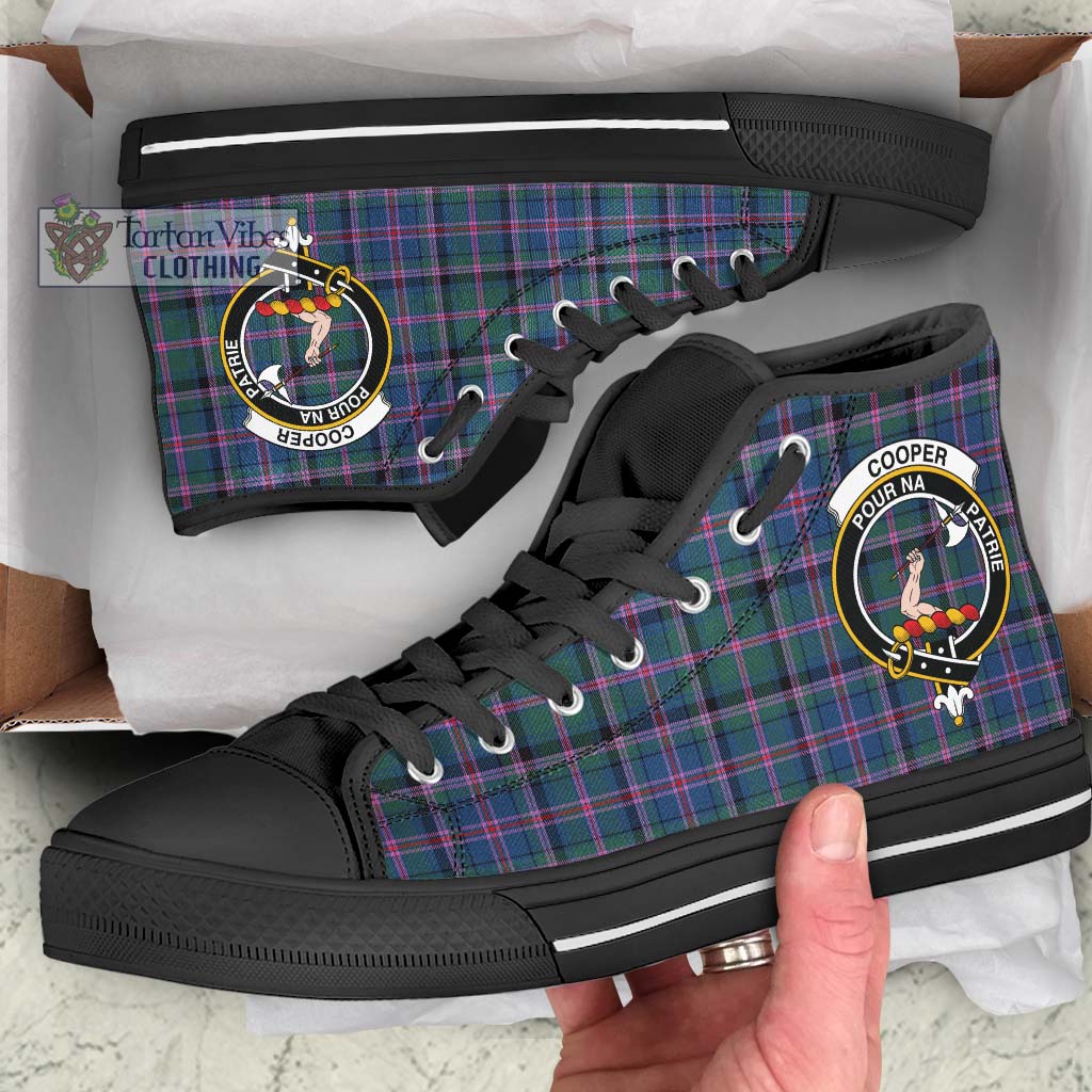 Tartan Vibes Clothing Cooper Tartan High Top Shoes with Family Crest