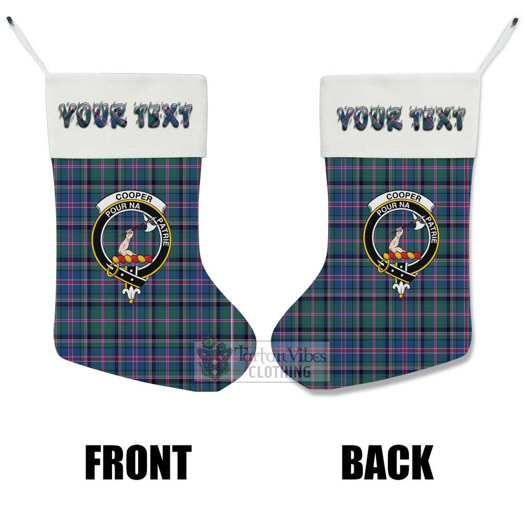 Tartan Vibes Clothing Cooper Tartan Family Crest Christmas Stocking with Personalized Text