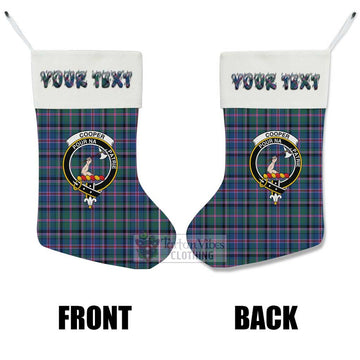 Cooper Tartan Family Crest Christmas Stocking with Personalized Text