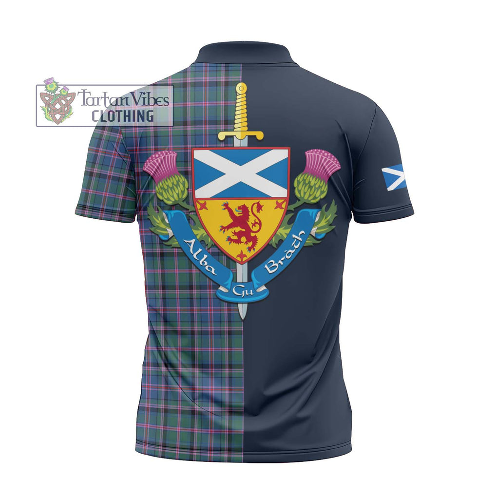 Tartan Vibes Clothing Cooper Tartan Zipper Polo Shirt with Scottish Lion Royal Arm Half Style