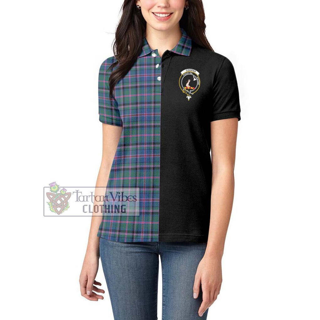 Cooper Tartan Women's Polo Shirt with Family Crest and Half Of Me Style - Tartanvibesclothing Shop