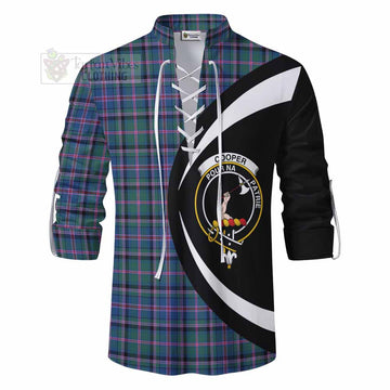 Cooper Tartan Ghillie Kilt Shirt with Family Crest Circle Style