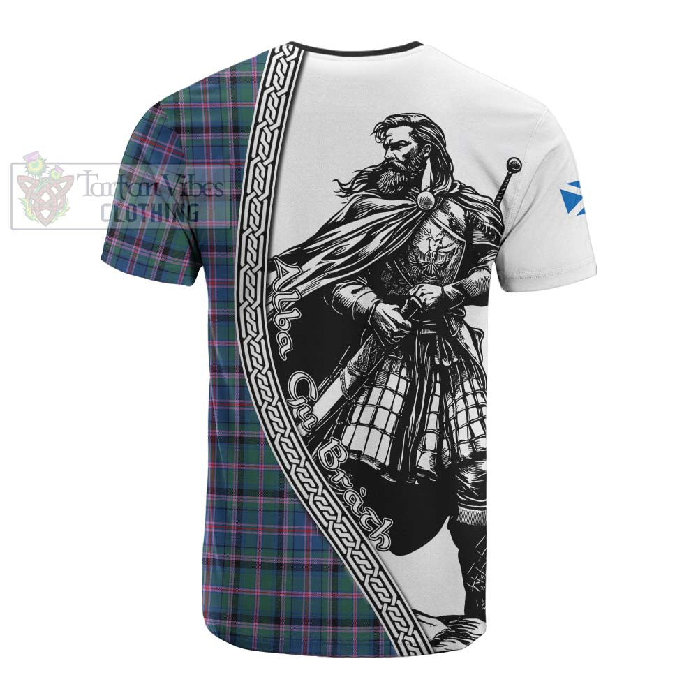 Cooper Tartan Clan Crest Cotton T-shirt with Highlander Warrior Celtic Style