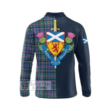 Cooper Tartan Long Sleeve Polo Shirt Alba with Scottish Lion Royal Arm Half Style