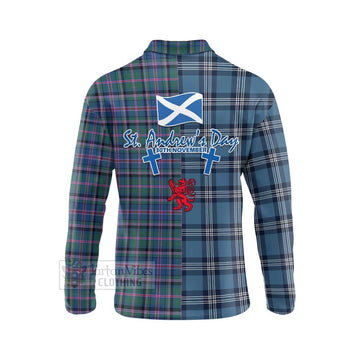 Cooper Tartan Long Sleeve Polo Shirt Happy St. Andrew's Day Half Tartan Style