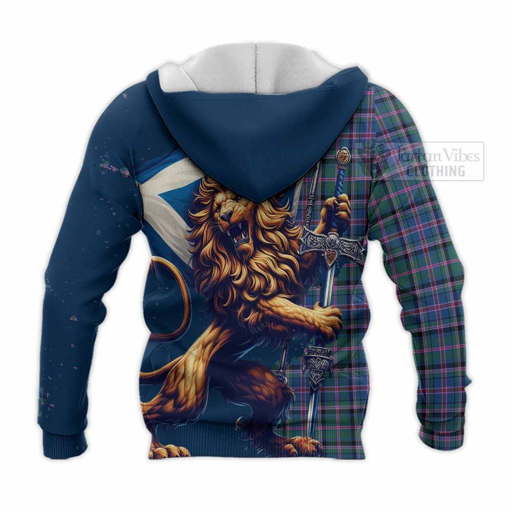 Tartan Vibes Clothing Cooper Tartan Family Crest Knitted Hoodie with Scottish Majestic Lion