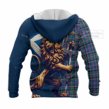 Cooper Tartan Family Crest Knitted Hoodie with Scottish Majestic Lion