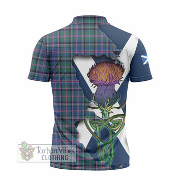 Cooper Tartan Family Crest Zipper Polo Shirt Scottish Thistle Celtic Inspired - Tartan Vibes Clothing