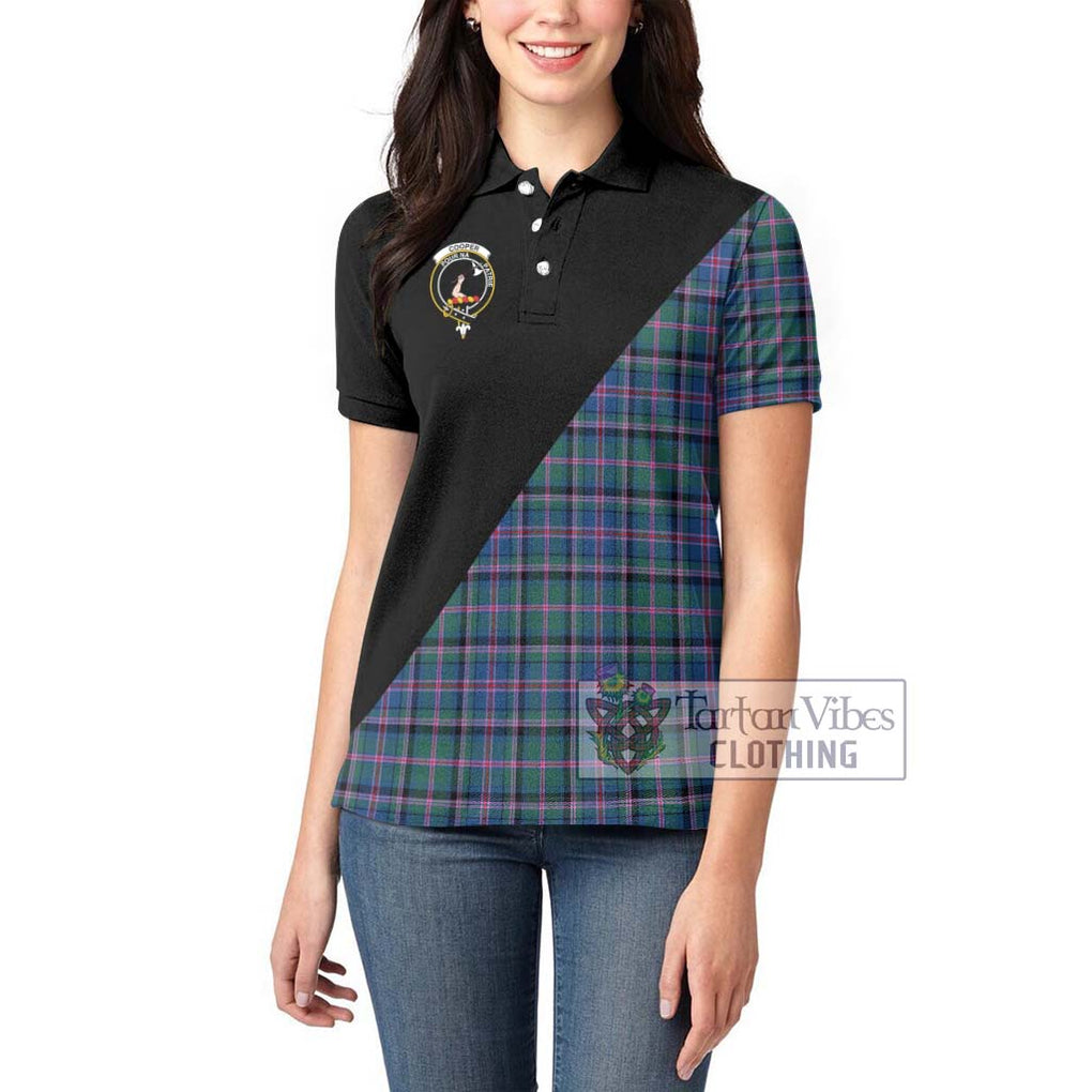 Cooper Tartan Women's Polo Shirt with Family Crest and Military Logo Style - Tartanvibesclothing Shop