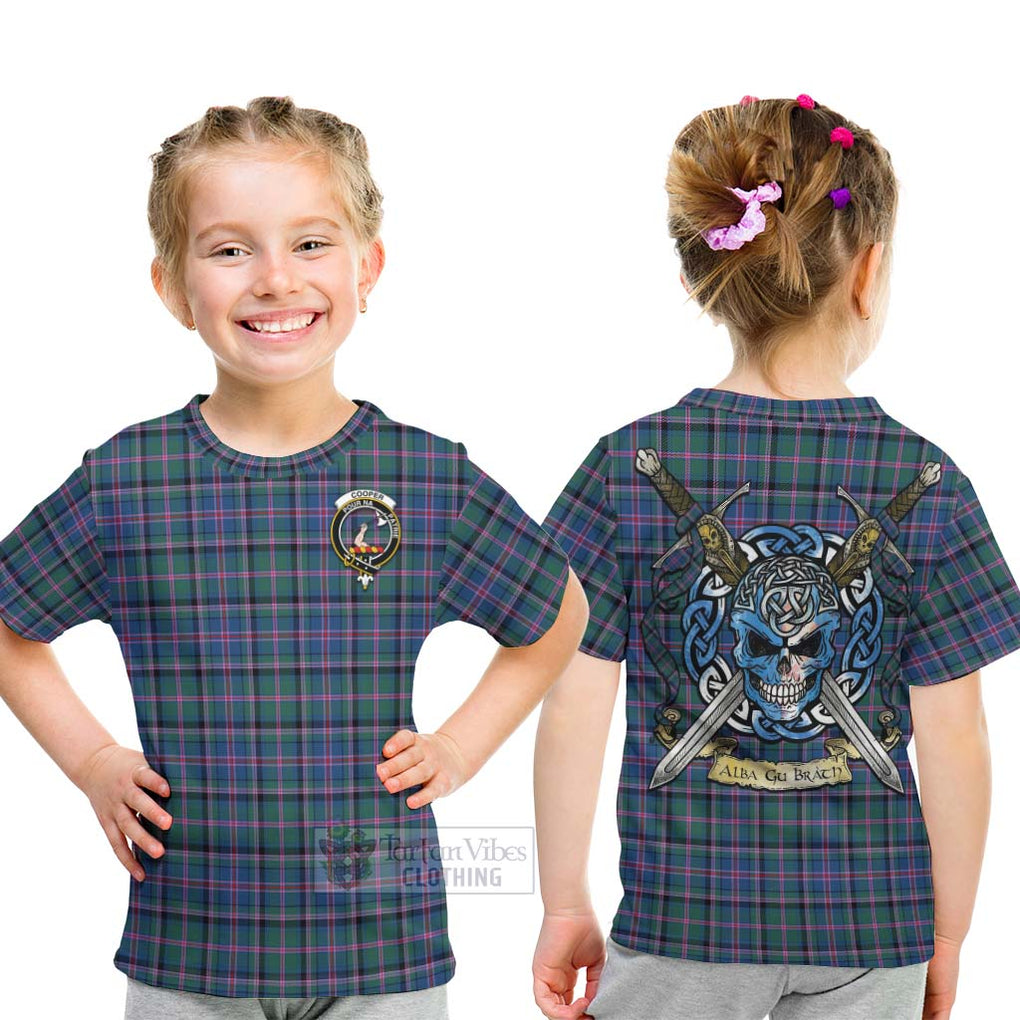 Tartan Vibes Clothing Cooper Tartan Kid T-Shirt with Family Crest Celtic Skull Style