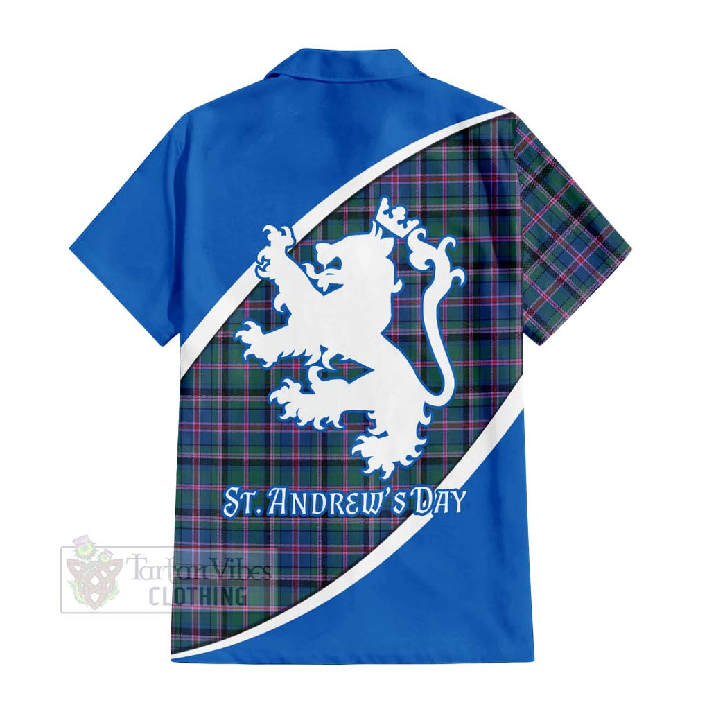 Tartan Vibes Clothing Cooper Family Crest Tartan Short Sleeve Button Shirt Celebrate Saint Andrew's Day in Style