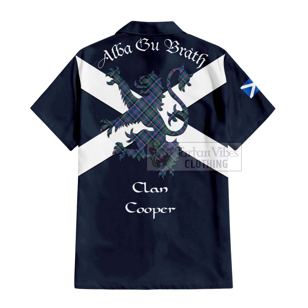 Tartan Vibes Clothing Cooper Tartan Lion Rampant Short Sleeve Button Shirt – Proudly Display Your Heritage with Alba Gu Brath and Clan Name