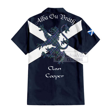 Cooper Tartan Lion Rampant Short Sleeve Button Shirt  Proudly Display Your Heritage with Alba Gu Brath and Clan Name