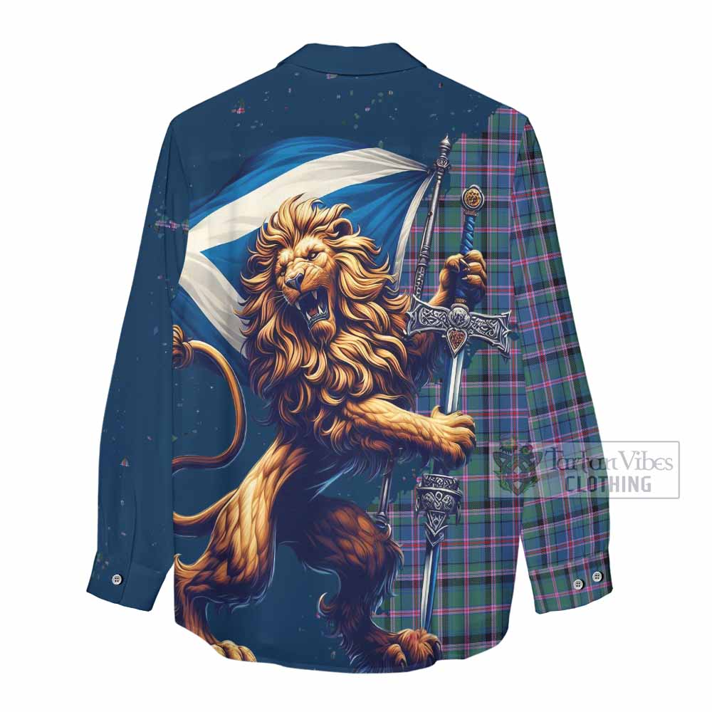 Tartan Vibes Clothing Cooper Tartan Family Crest Women's Casual Shirt with Scottish Majestic Lion