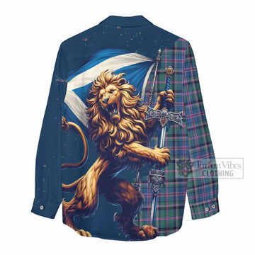 Cooper Tartan Family Crest Women's Casual Shirt with Scottish Majestic Lion