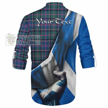 Cooper Tartan Ghillie Kilt Shirt with Family Crest Scotland Patriotic Style