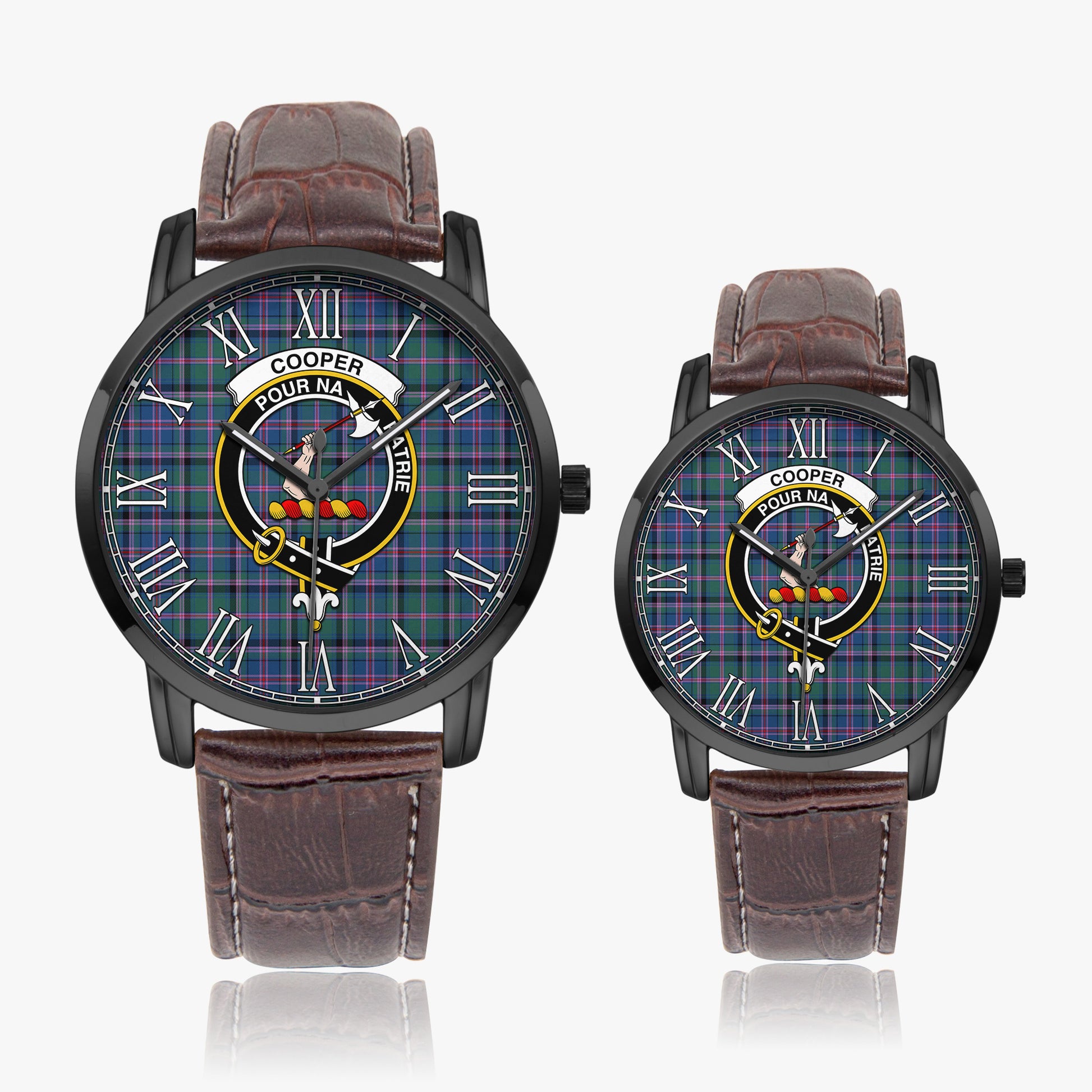 Cooper Tartan Family Crest Leather Strap Quartz Watch - Tartanvibesclothing