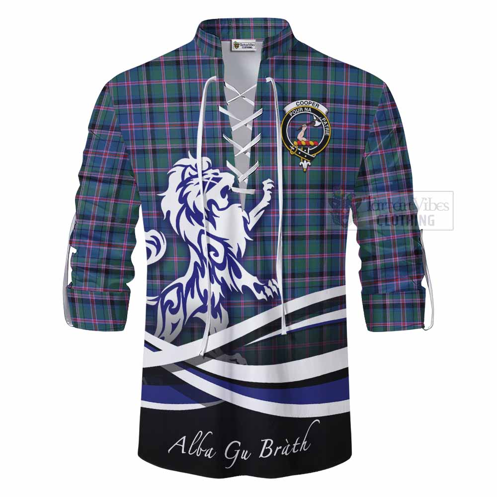 Tartan Vibes Clothing Cooper Tartan Ghillie Kilt Shirt with Alba Gu Brath Regal Lion Emblem