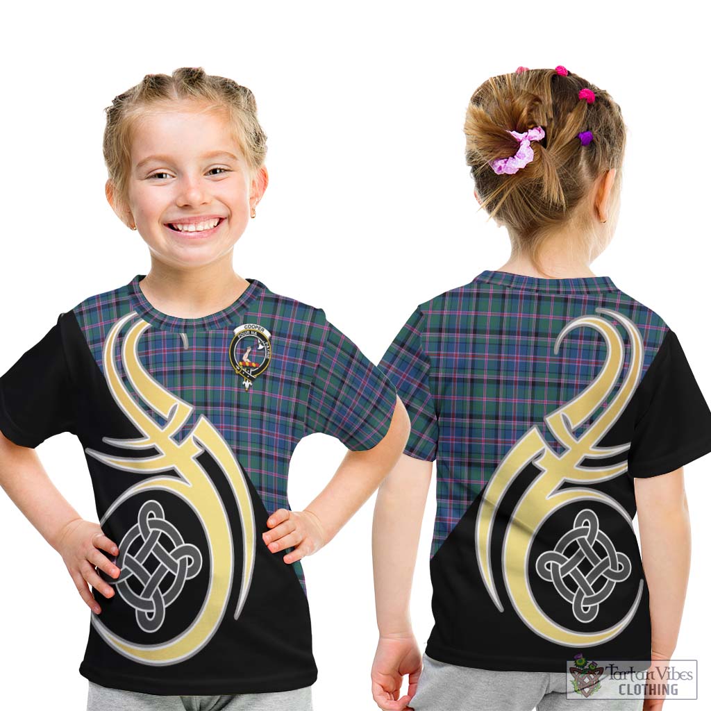 Cooper Tartan Kid T-Shirt with Family Crest and Celtic Symbol Style - Tartan Vibes Clothing