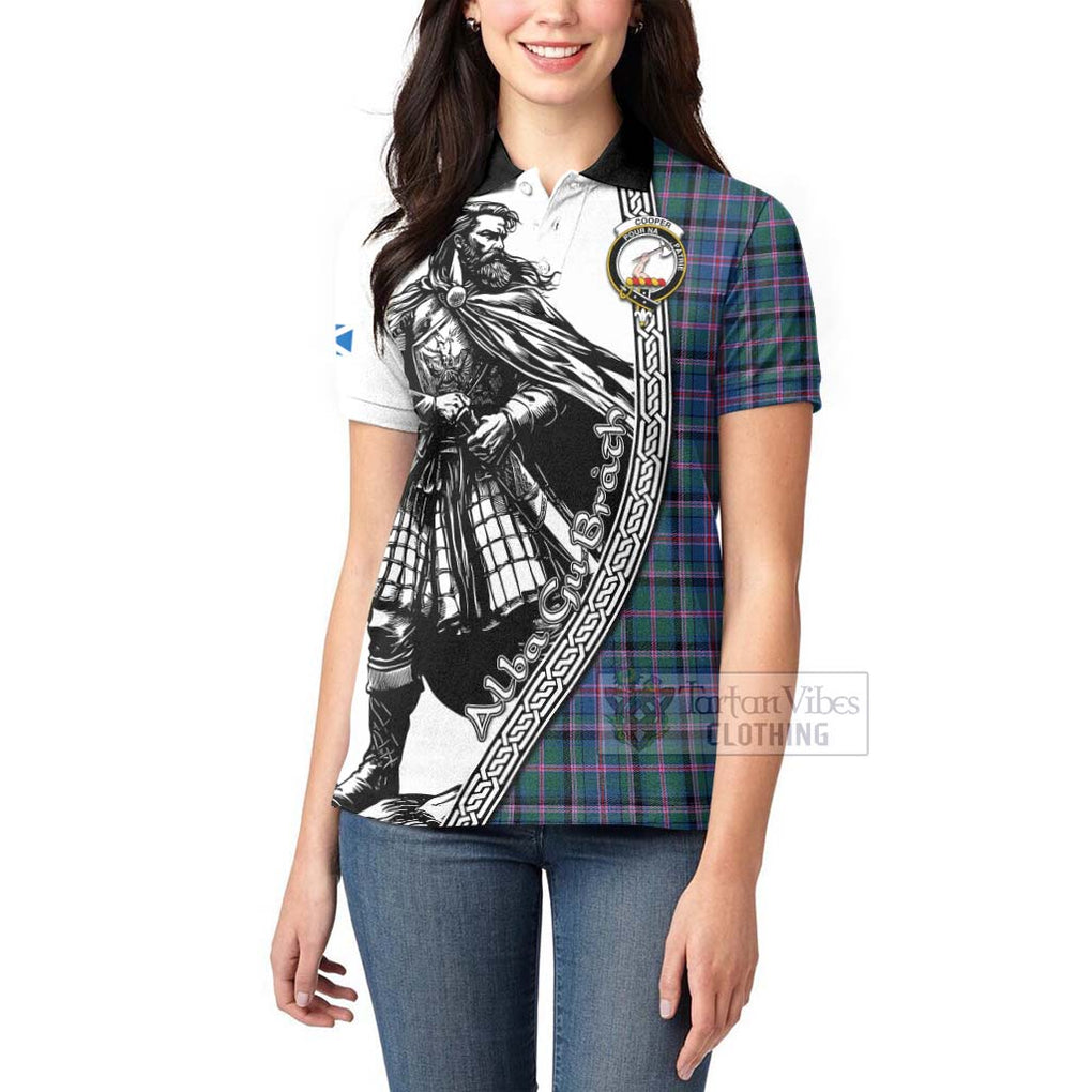 Tartan Vibes Clothing Cooper Tartan Clan Crest Women's Polo Shirt with Highlander Warrior Celtic Style