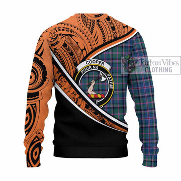 Cooper Crest Tartan Knitted Sweater with Polynesian Vibes Style - Orange Version