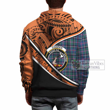 Cooper Crest Tartan Hoodie with Polynesian Vibes Style - Orange Version