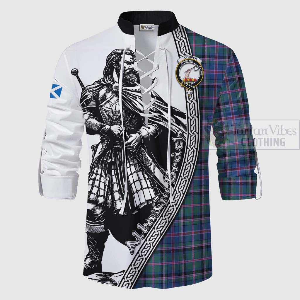 Tartan Vibes Clothing Cooper Tartan Clan Crest Ghillie Kilt Shirt with Highlander Warrior Celtic Style