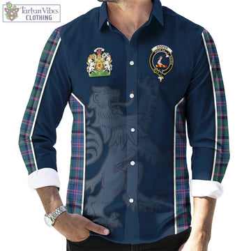 Cooper Tartan Long Sleeve Button Up Shirt with Family Crest and Lion Rampant Vibes Sport Style