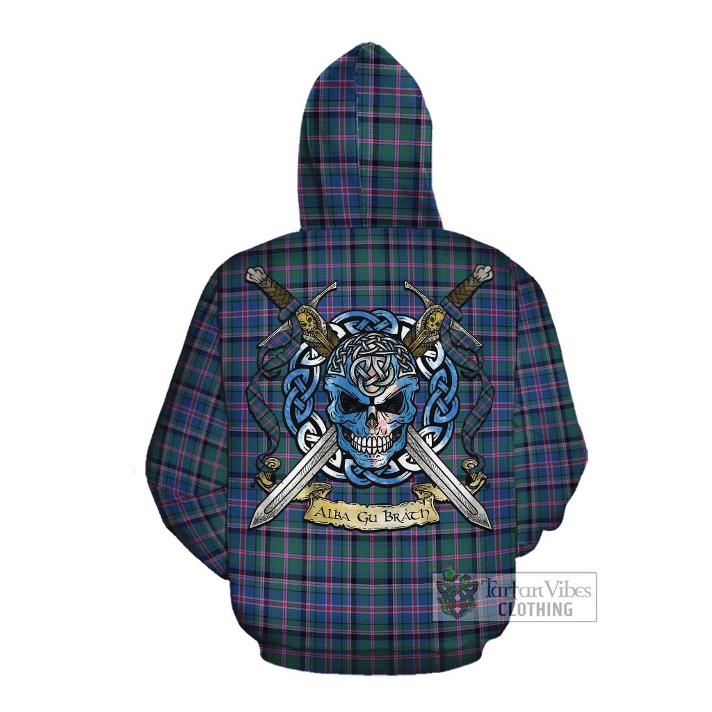 Tartan Vibes Clothing Cooper Tartan Cotton Hoodie with Family Crest Celtic Skull Style