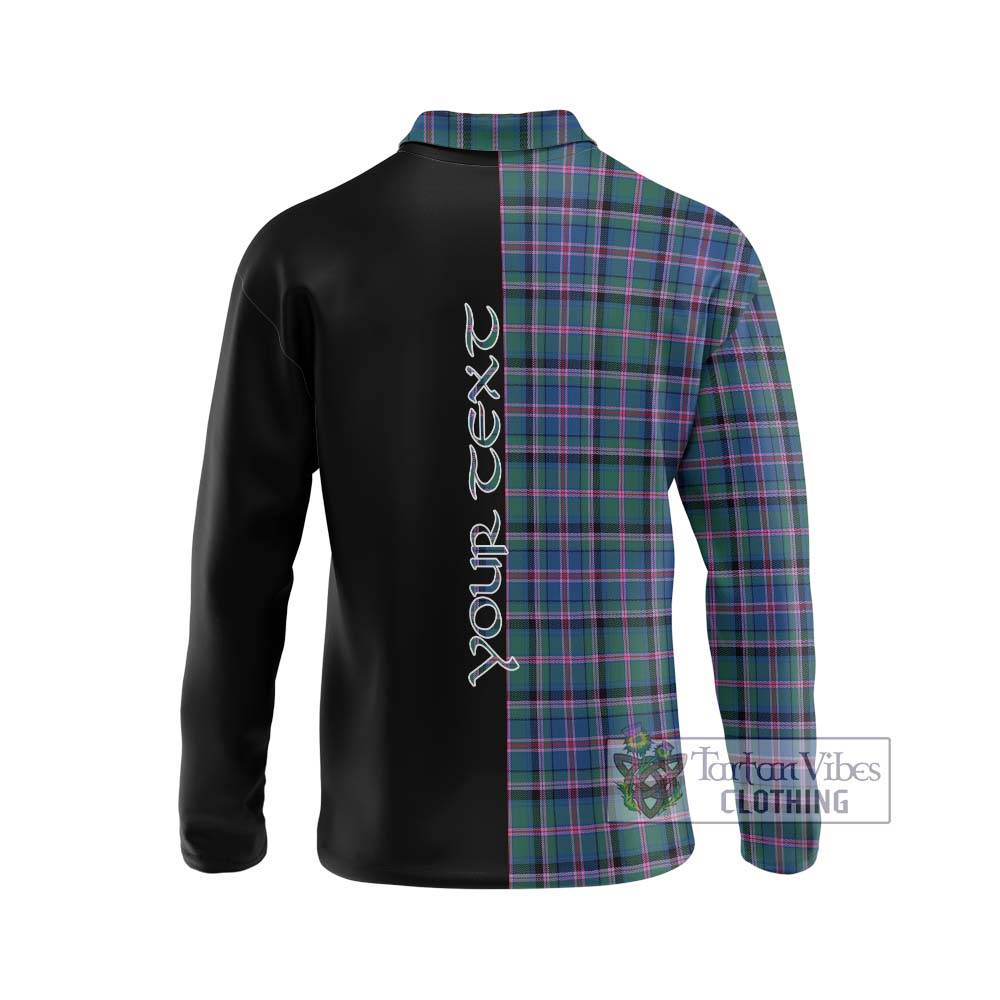 Cooper Tartan Long Sleeve Polo Shirt with Family Crest and Half Of Me Style - Tartanvibesclothing Shop