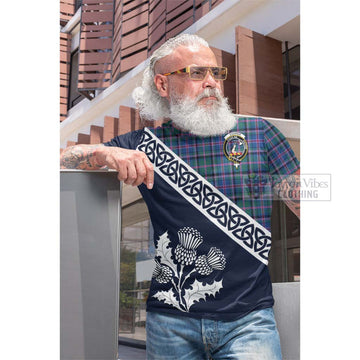 Cooper Tartan Cotton T-shirt Featuring Thistle and Scotland Map