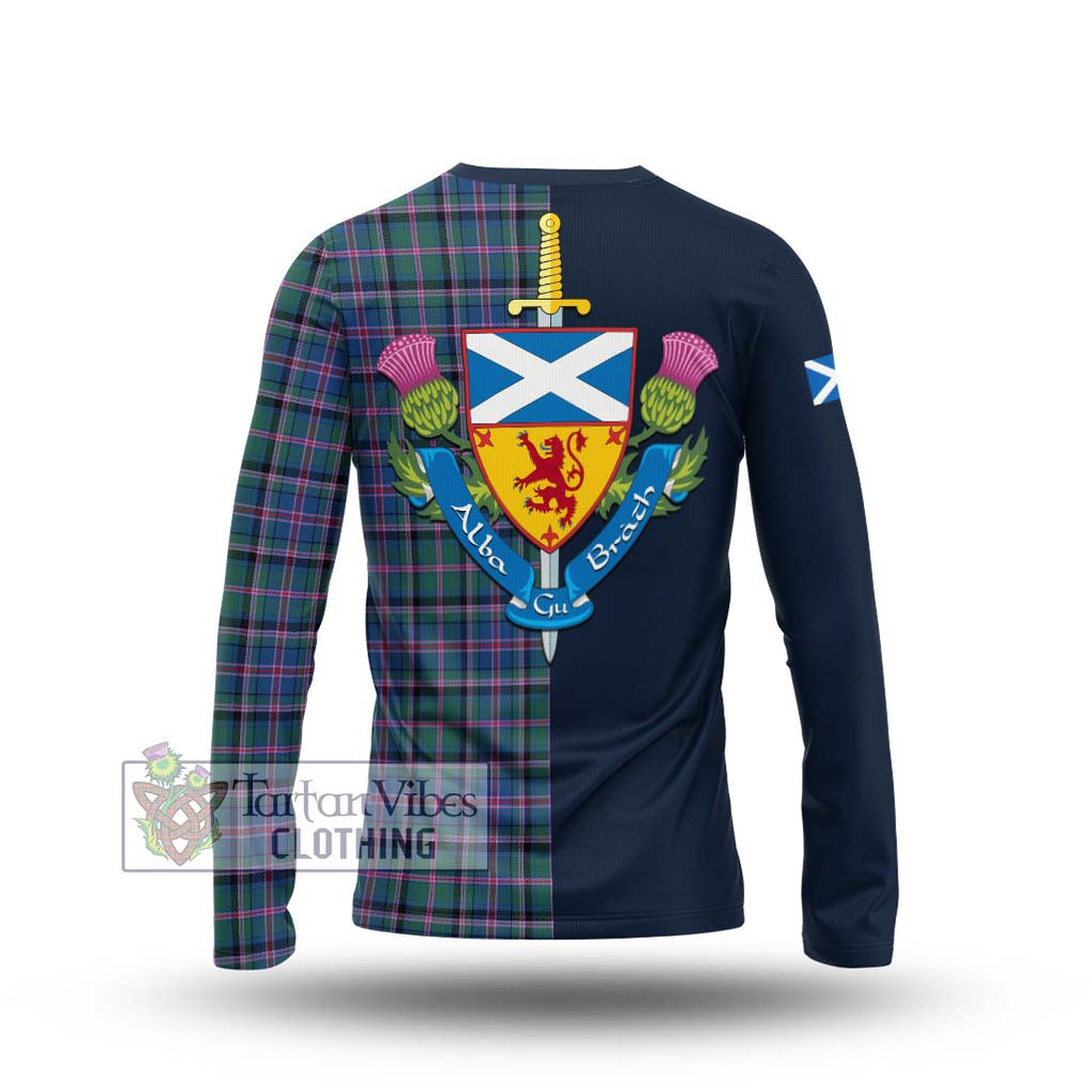 Tartan Vibes Clothing Cooper Tartan Long Sleeve T-Shirt with Scottish Lion Royal Arm Half Style