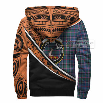 Cooper Crest Tartan Sherpa Hoodie with Polynesian Vibes Style - Orange Version