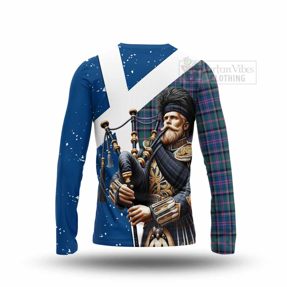 Tartan Vibes Clothing Cooper Tartan Long Sleeve T-Shirt with Family Crest Scottish Bagpiper Vibes