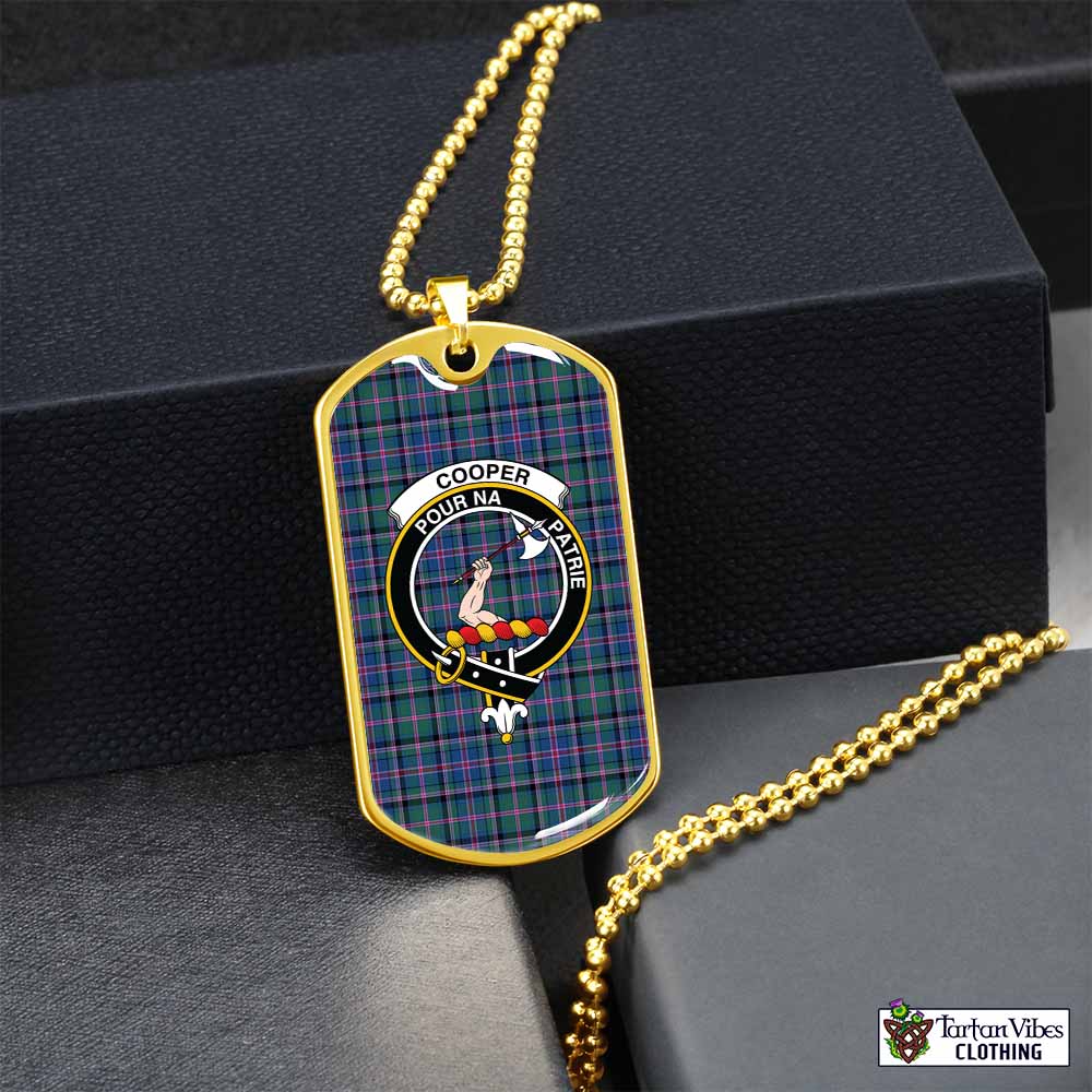 Tartan Vibes Clothing Cooper Tartan Dog Tag Necklace with Family Crest