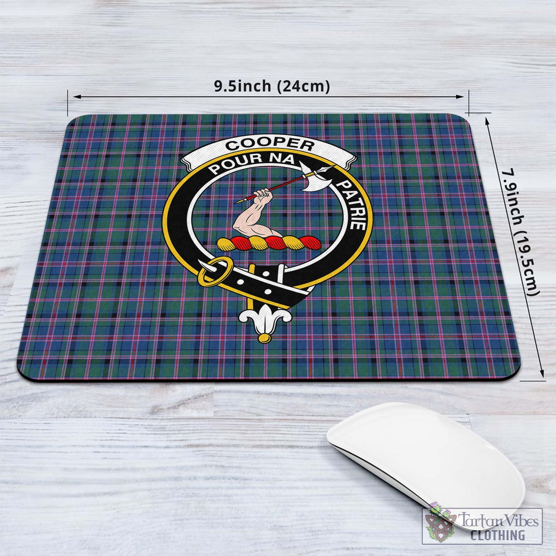 Tartan Vibes Clothing Cooper Tartan Mouse Pad with Family Crest