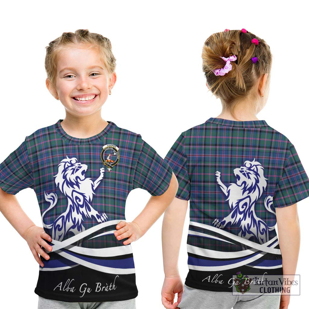 Cooper Tartan Kid T-Shirt with Alba Gu Brath Regal Lion Emblem - Tartanvibesclothing Shop