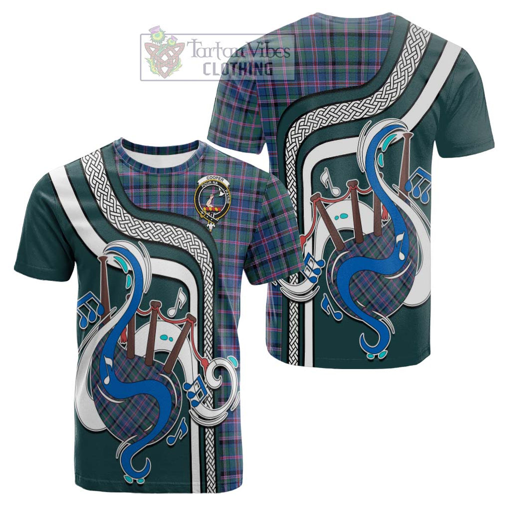 Tartan Vibes Clothing Cooper Tartan Cotton T-shirt with Epic Bagpipe Style