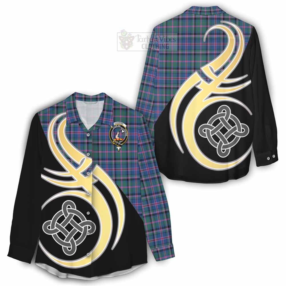 Tartan Vibes Clothing Cooper Tartan Women's Casual Shirt with Family Crest and Celtic Symbol Style