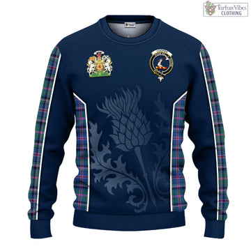 Cooper Tartan Knitted Sweatshirt with Family Crest and Scottish Thistle Vibes Sport Style