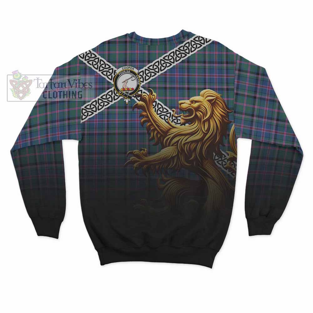 Cooper Crest Tartan Sweatshirt with Golden Lion Emblem Celtic Style - Tartan Vibes Clothing