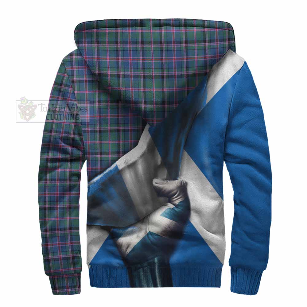 Tartan Vibes Clothing Cooper Tartan Sherpa Hoodie with Family Crest Scotland Patriotic Style