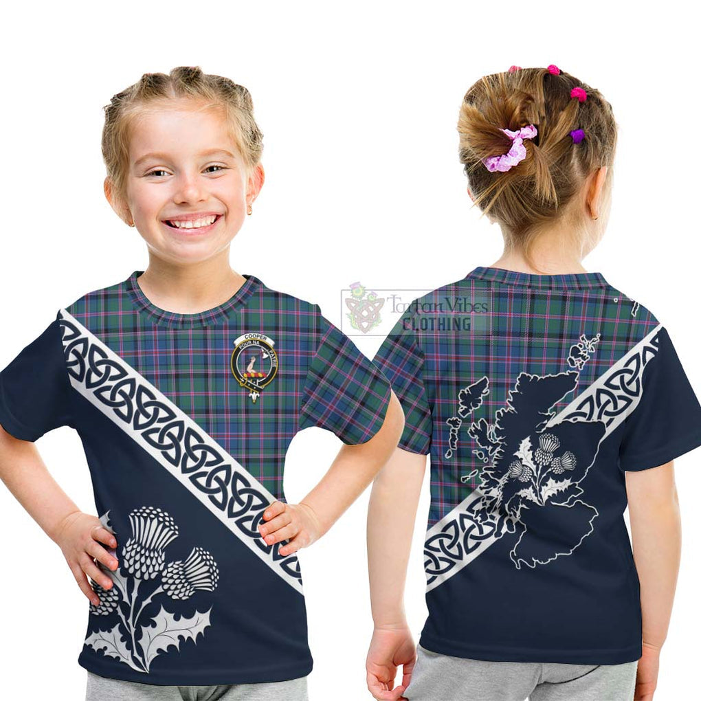 Tartan Vibes Clothing Cooper Tartan Kid T-Shirt Featuring Thistle and Scotland Map