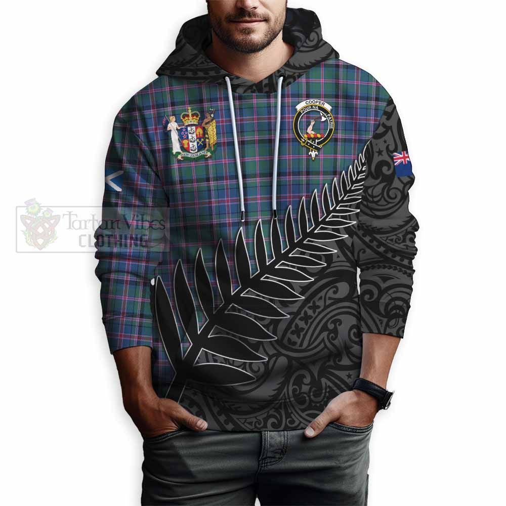 Tartan Vibes Clothing Cooper Crest Tartan Hoodie with New Zealand Silver Fern Half Style