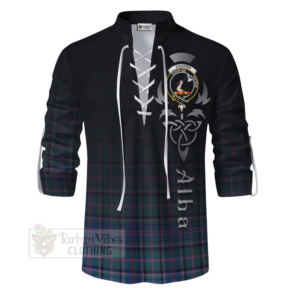 Tartan Vibes Clothing Cooper Tartan Ghillie Kilt Shirt Featuring Alba Gu Brath Family Crest Celtic Inspired