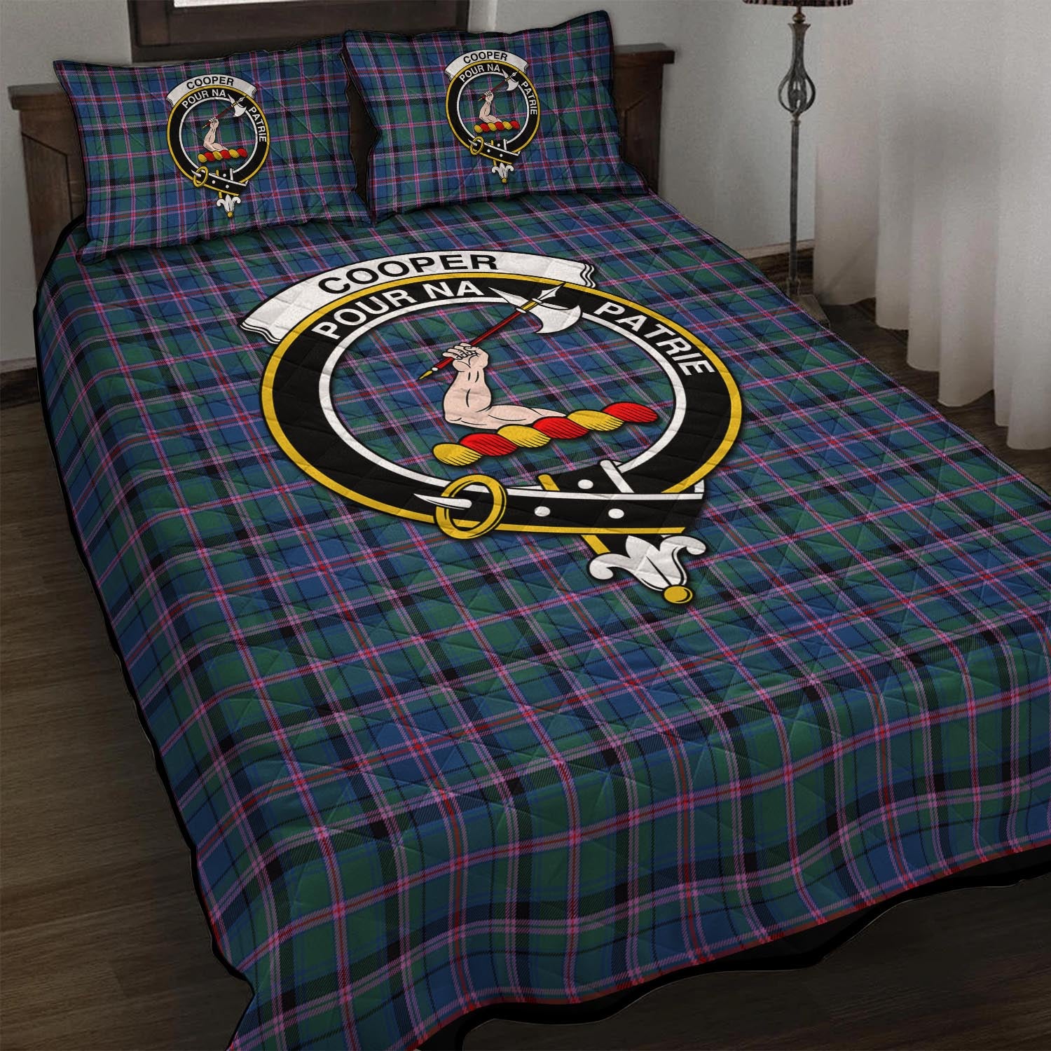 Cooper Tartan Quilt Bed Set with Family Crest - Tartan Vibes Clothing