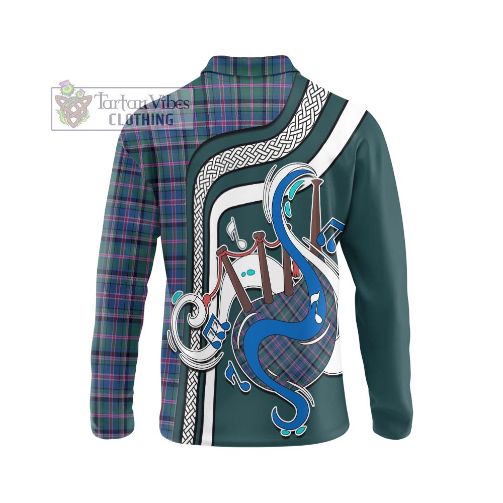 Tartan Vibes Clothing Cooper Tartan Long Sleeve Polo Shirt with Epic Bagpipe Style